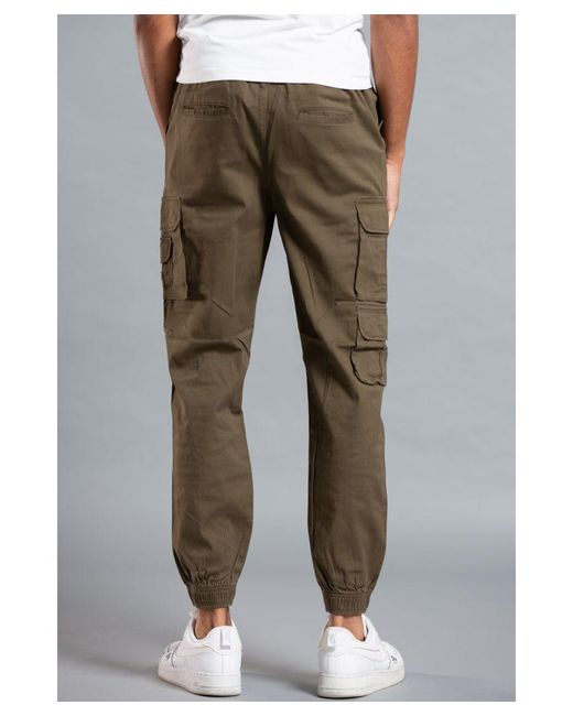 Tokyo Laundry Green Khaki Cotton Cargo Trousers for men