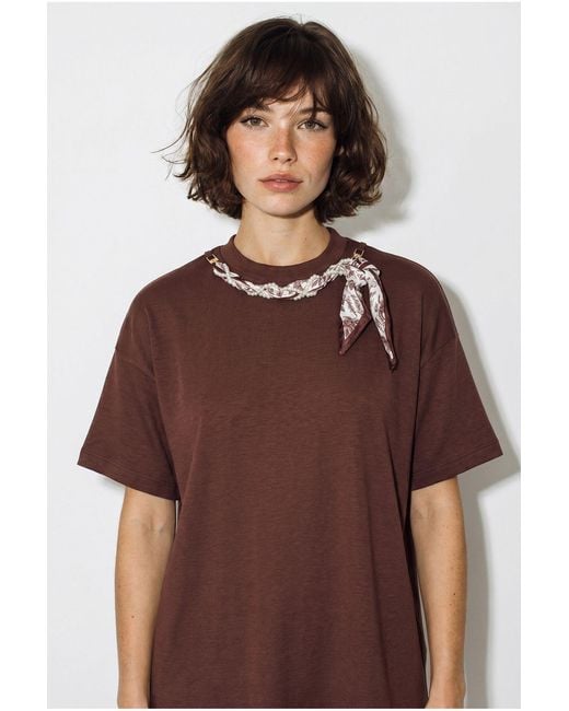 Bianco Lucci Brown Cotton Elastane T-Shirt