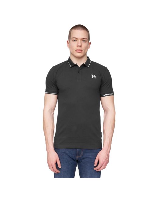 Henleys Black Hentyme Polo Shirt Cotton for men