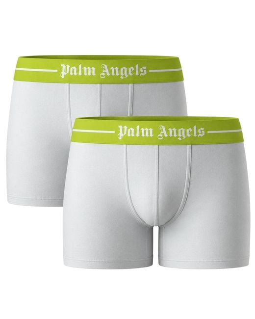 Palm Angels White Two-Pack Neon Logo Short Trunk Boxer Shorts Cotton for men