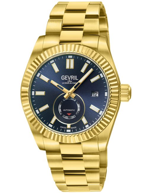 Gevril Metallic Automatic West Village 316L Stainless Steel Ipyg Case, Sunray Dial, Bracelet for men