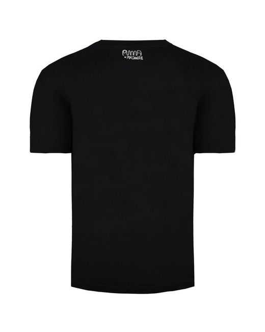 PUMA Black X Mr. Doodle Short Sleeve Crew Neck T-Shirt 530650 01 Cotton for men