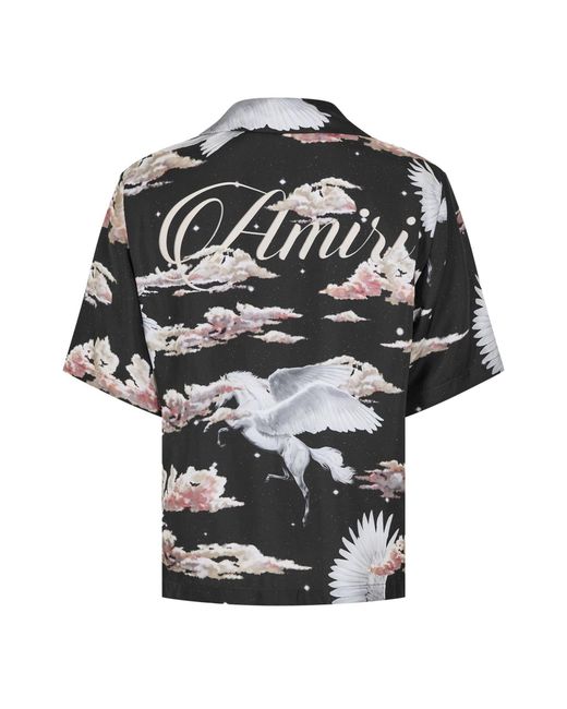 Amiri Black Pegasus Short Sleeve Bowling Shirt for men