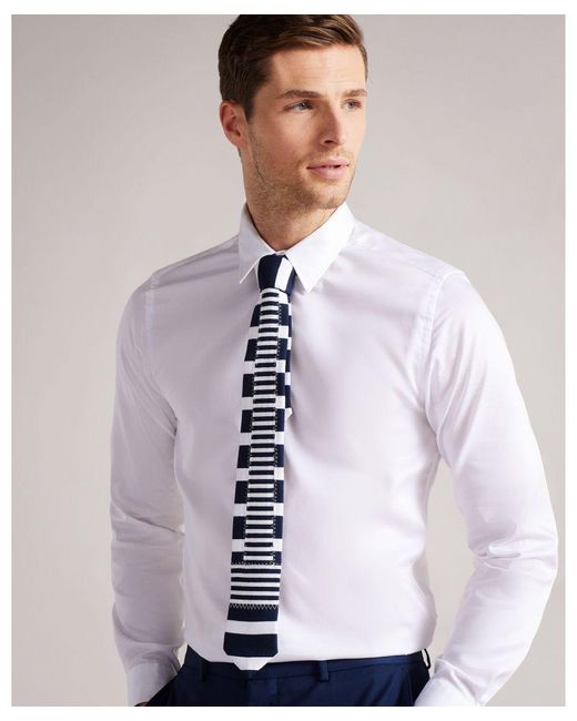 Ted Baker Blue Combahe Jersey Striped Tie for men