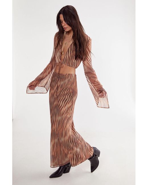 Nasty Gal White (Az) Chiffon Blurred Zebra Maxi Skirt