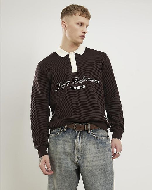 River Island Black Jumper Regular Fit Penrose Ottoman Cotton for men