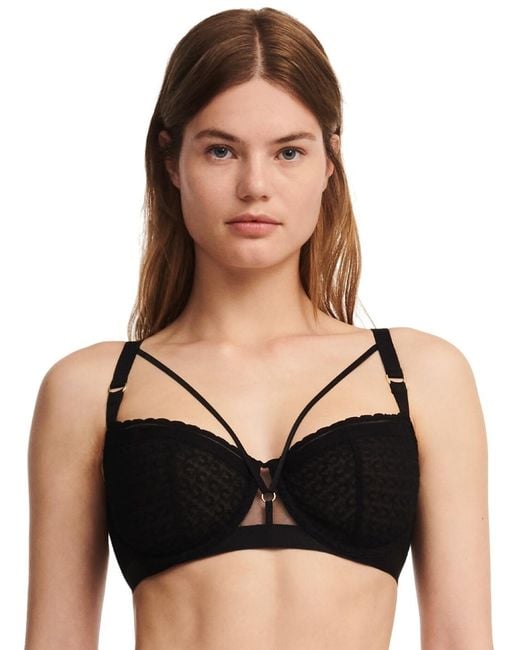 Chantelle Black Monogram Half Cup Balcony Bra
