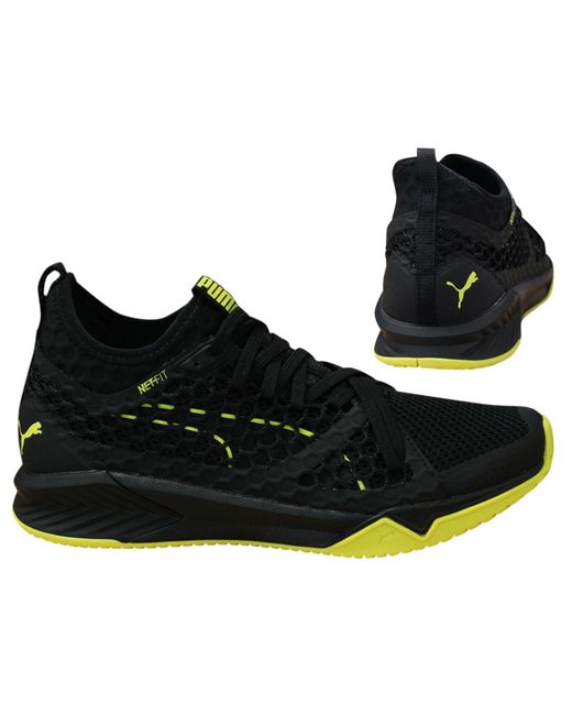 PUMA Black Ignite Xt Netfit Lace Up Textile Trainers 189996 06 B36A