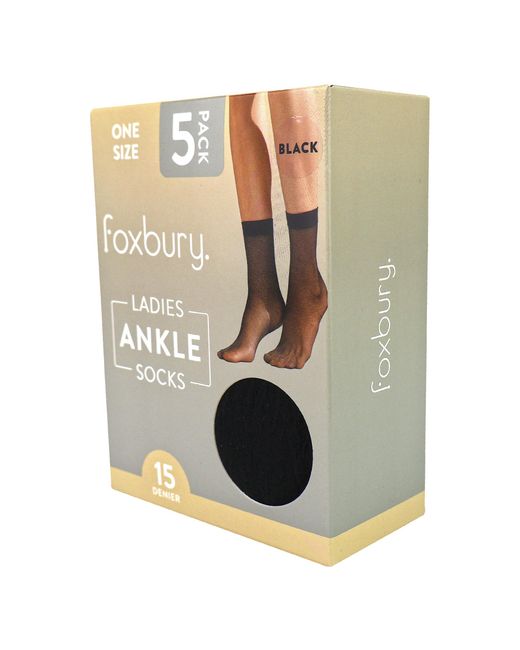 Sock Snob Black 5 Pack Ladies Ankle High Pop Socks 15 Denier Lightweight Sheer