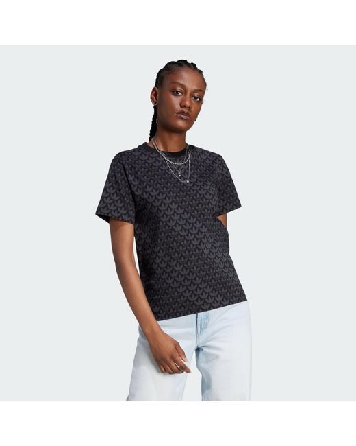 Adidas Originals Black Trefoil Monogram Tee