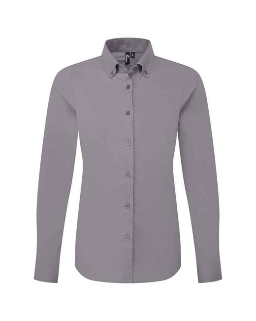 PREMIER Purple Ladies Supreme Oxford Long-Sleeved Formal Shirt (Steel)