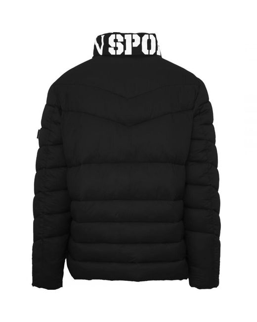 Philipp Plein Black Padded Bold Logo Jacket Polyamide for men