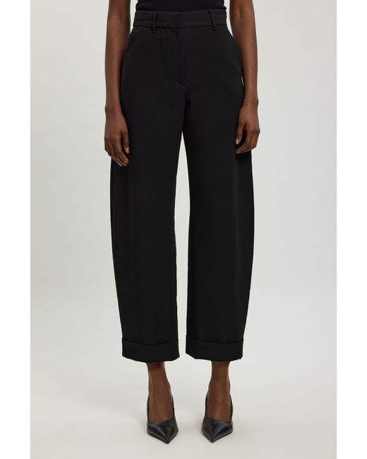 Karen Millen Black Compact Stretch Tailored Barrel Leg Trouser