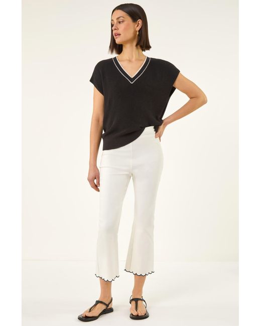 Roman Natural Cropped Stretch Flared Trouser