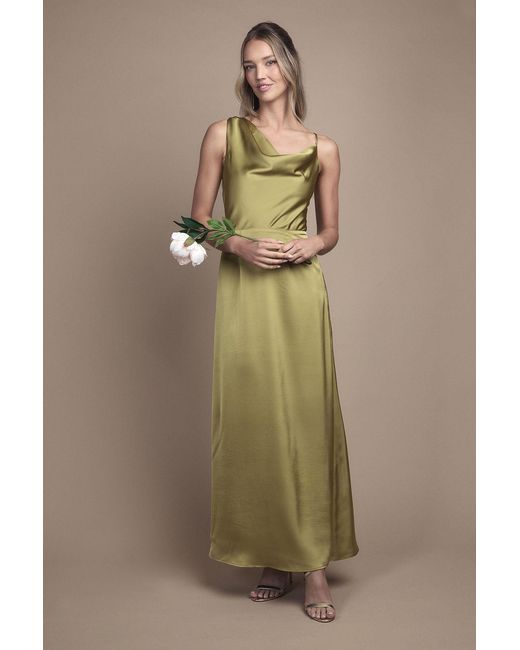 Oasis Natural Strappy Cowl Neck Maxi Bridesmaid Dress