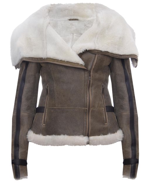 Infinity Leather Gray Merino Sheepskin Aviator Jacket-Asmara