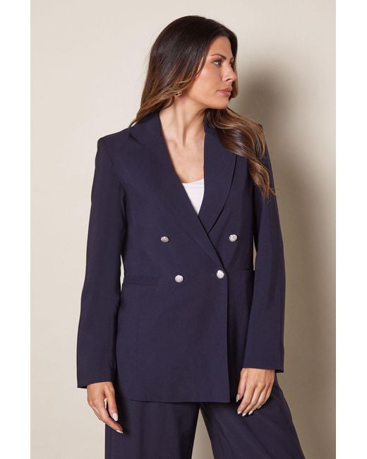 Wallis Blue Double Breasted Military Blazer