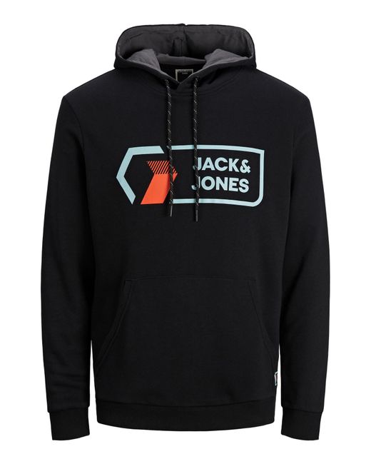 Jack & Jones Black Hoodie Logo Printed for men