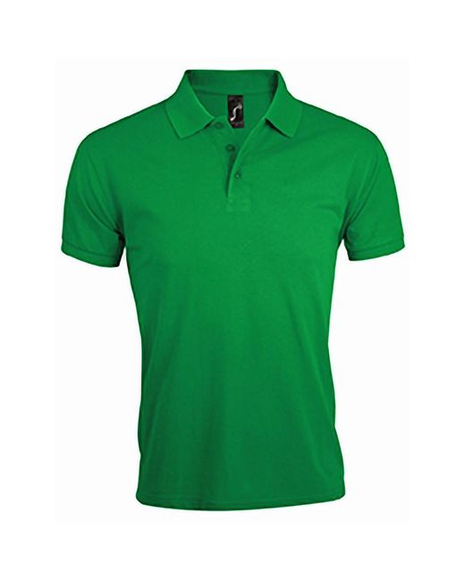 Sol's Green Prime Pique Plain Short Sleeve Polo Shirt (Kelly) for men
