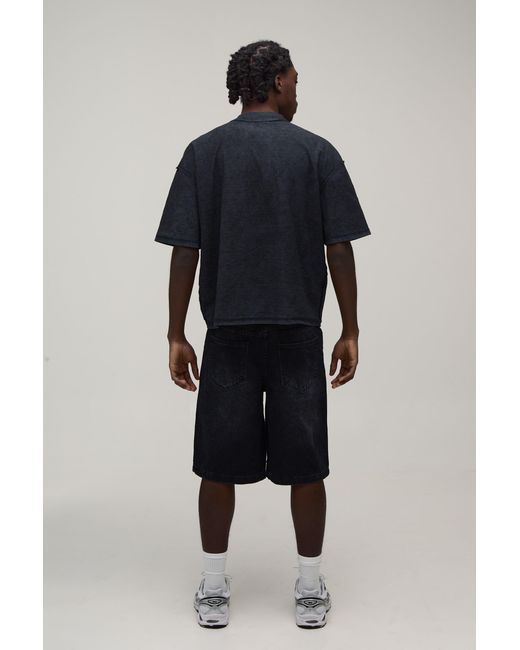 BoohooMAN Blue Acid Oversized Boxy Exposed Seam Chandelier Print T-Shirt Cotton for men