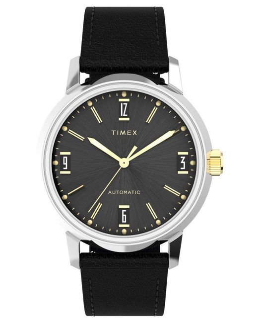 Timex Black Marlin Automatic Watch Tw2W33900 Leather (Archived) for men