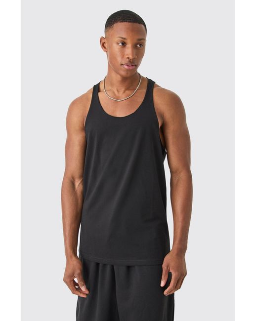 BoohooMAN Black Regular Fit Basic Racer Back Vest for men