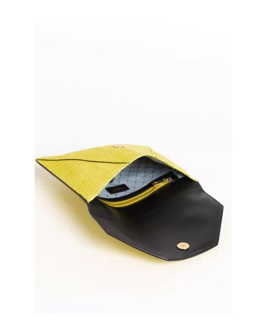 Trussardi Yellow Perforated Envelope Clutch