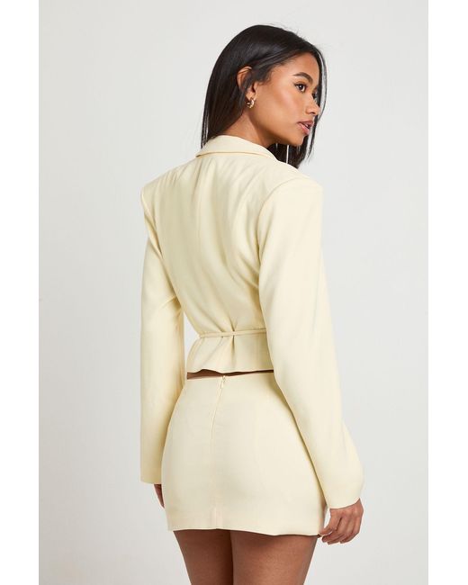 Boohoo Natural Draped Tailored Mini Skirt