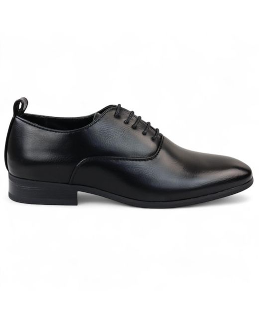 Infinity Leather Black Classic Lace Up Oxford Derby Shoes Faux Leather for men