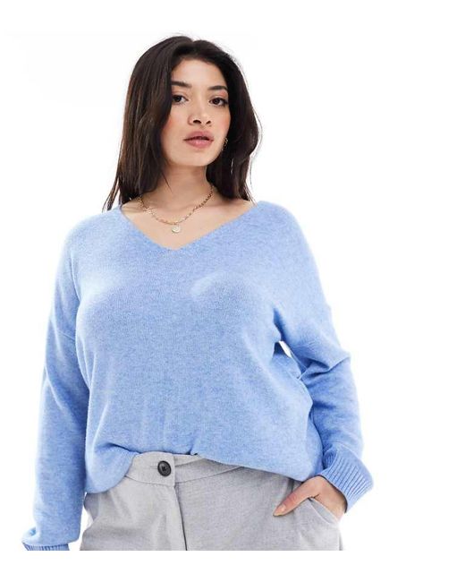 ONLY Blue V Neck Jumper