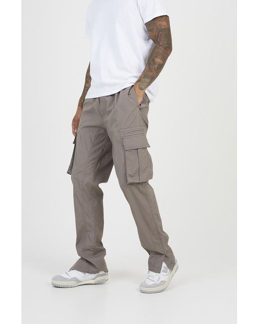Brave Soul White Cotton Poplin Cargo Trousers for men