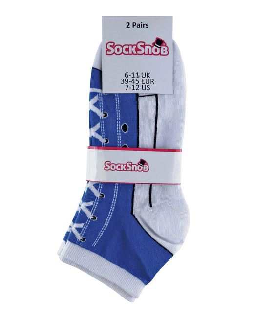 Sock Snob Blue 2 Pairs Adult Socks That Look Like Shoes