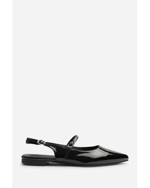 Where's That From Black Wheres Estrella Wide Fit Pointed Toe Mary Jane Open Back Ballet Flats