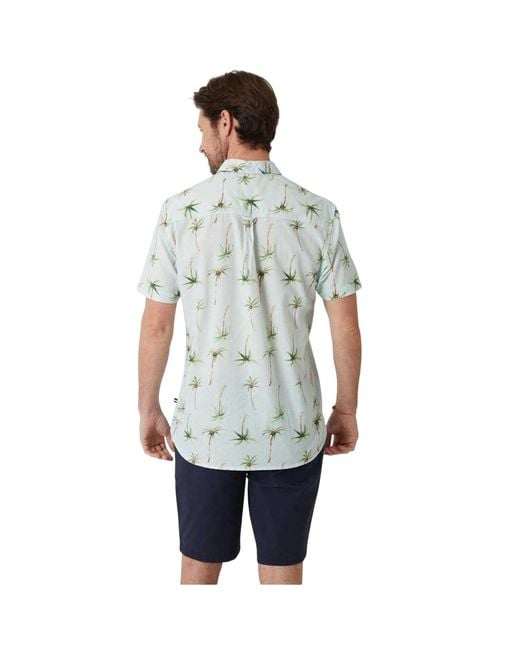 Saltwell Gray Palm Print Regular Short-Sleeved Shirt (Sky) for men