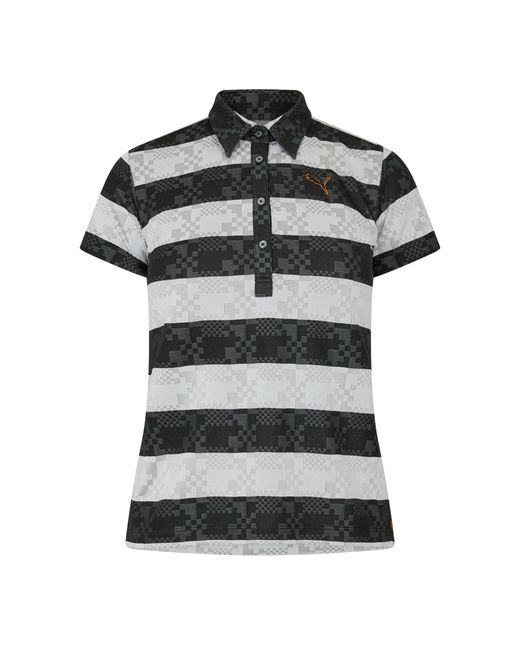 PUMA Black Golf Ss Border Polo
