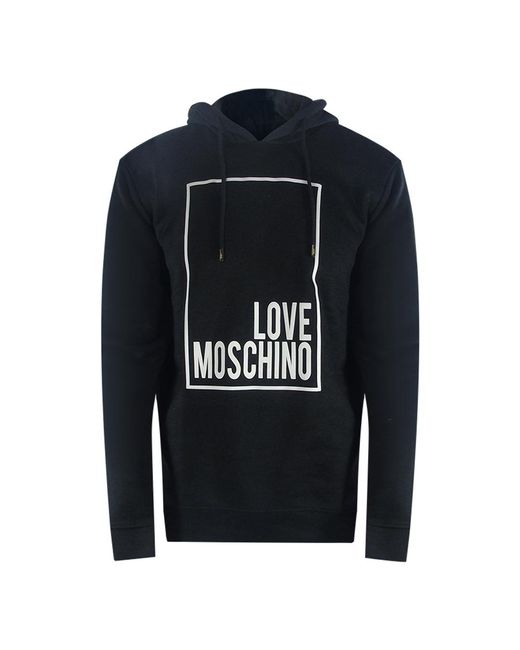 Moschino Blue Love Box Logo Hoodie Cotton for men