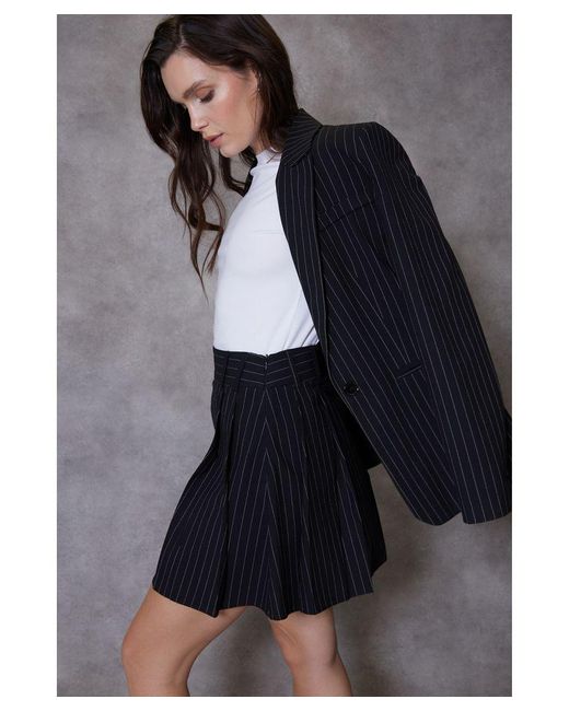 Threadbare Black 'Isso' Pleated A-Line Mini Skirt