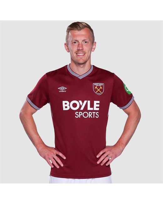 Umbro Red West Ham United Home Shirt 2025 2026 Adults for men