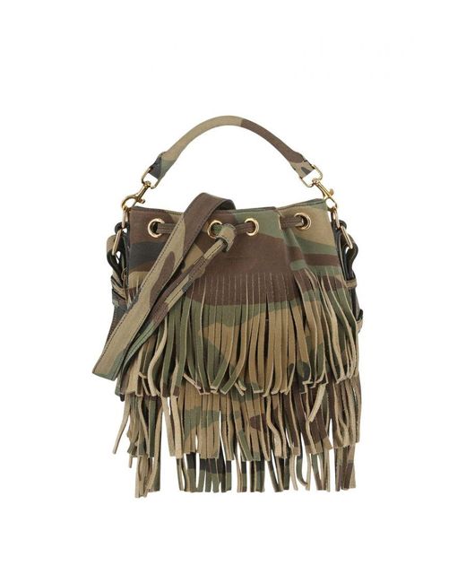 Saint Laurent Green Emmanuelle Fringe Shoulder Bag