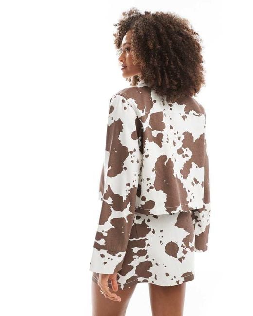 Pieces Brown Boxy Denim Jacket Co-Ord