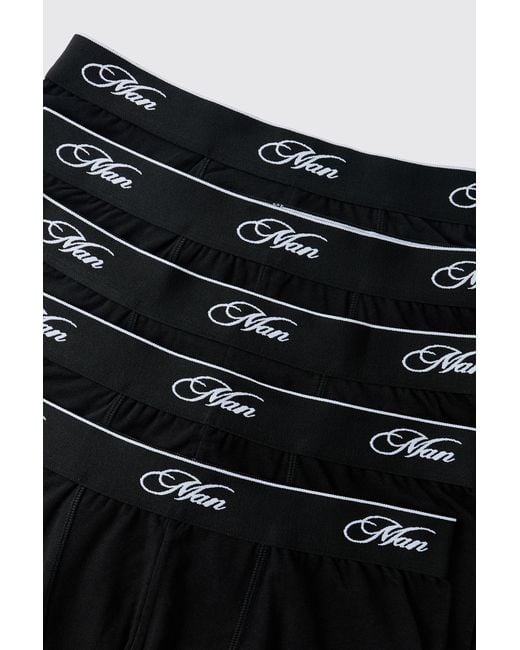 BoohooMAN Black 5 Pack Script Boxers Cotton for men