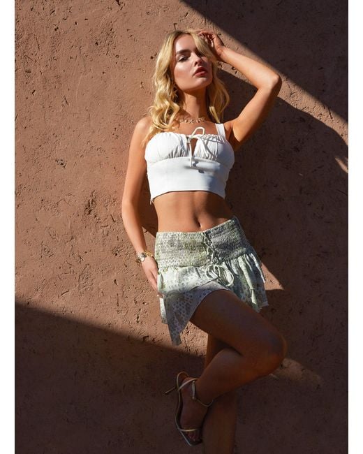 Pink Vanilla Brown Tie Front Milkmaid Crop Top