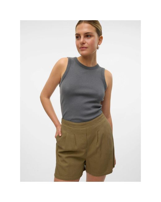 Vero Moda Gray Slim Fit Crew Neck Ribbed Tank