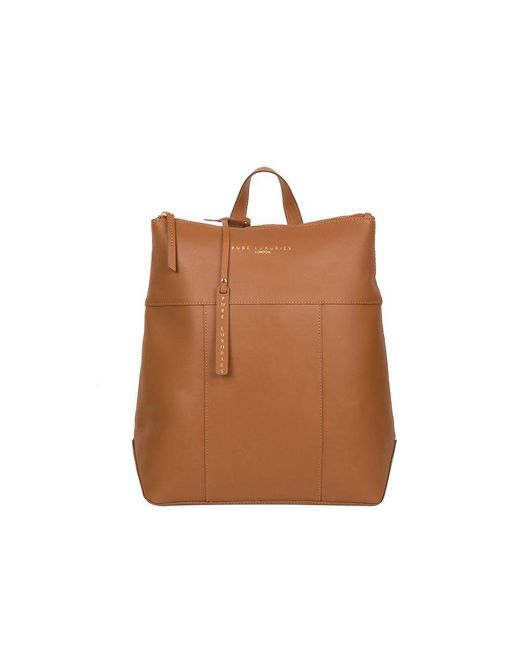 Pure Luxuries Brown 'Hastings' Saddle Vegetable-Tanned Leather Backpack