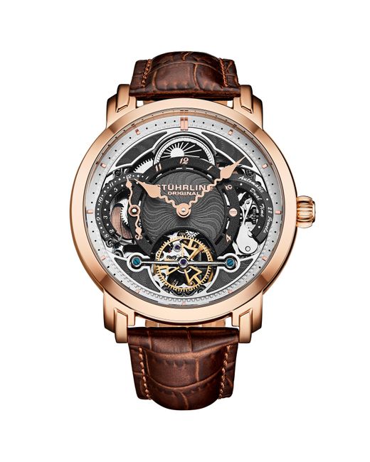 Stuhrling Gray Rose Skeleton Dual Time Watch for men