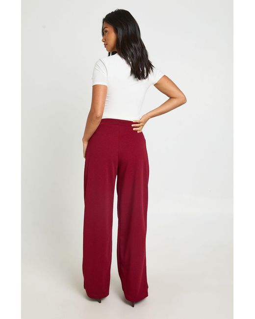 Boohoo Red Petite Basics Wide Leg Trousers