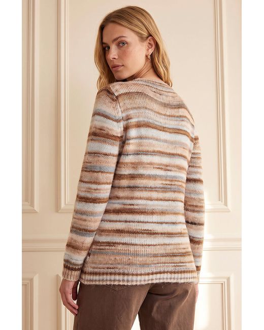 Roman Brown Wool Blend Striped Stretch Jumper