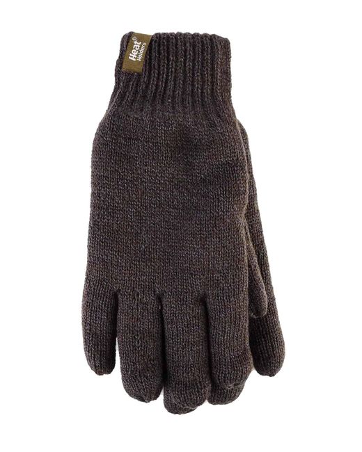 Heat Holders Brown Fleece Lined Warm Gloves For Winter for men