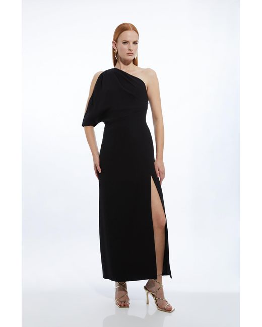 Karen Millen Black Petite Tailored Asymmetric Cold Shoulder Maxi Dress