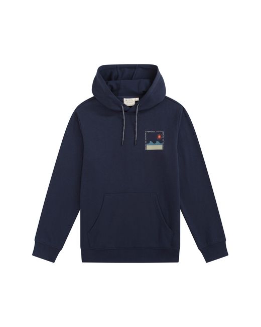 Mountain Warehouse Blue 'Regional' Cornwall Graphic Overhead Hoodie Drawcord Warm Cosy Pullover Cotton for men